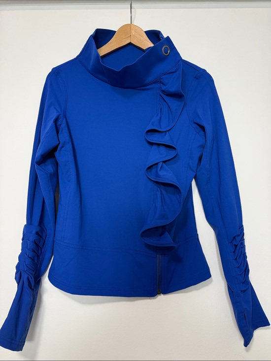 Karma Sweaters - Karma Royal Blue Ruffle Long Sleeve Top